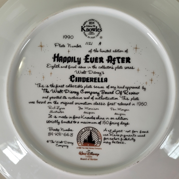CINDERELLA Happily Ever After Limited Plate 1990 KNOWLES x WALT DISNEY COMPAN - Picture 3 of 11